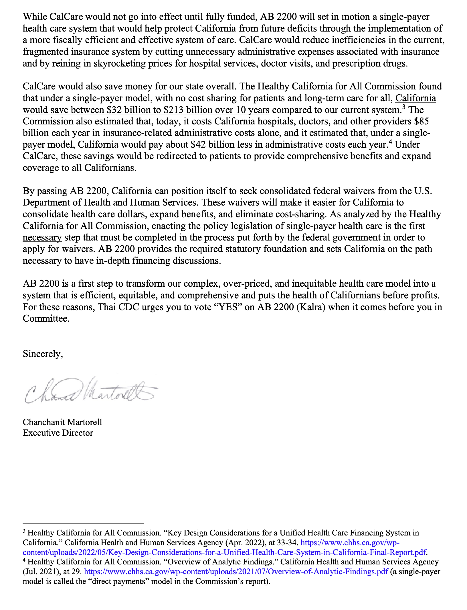 Thai CDC support letter for AB 2200 to the CA Assembly Committee on Health, P2 of 2