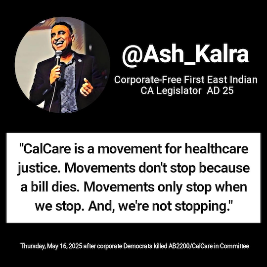 CalCare is a Movement - small version of meme graphic quote by @Ash_Kalra